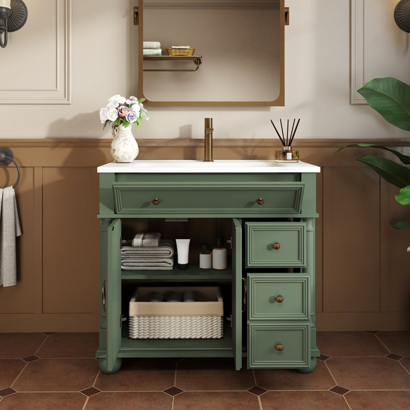 Meuble-lavabo 36 po avec lavabo Linsay, Vert