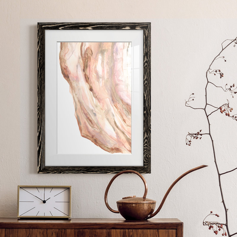 Rose Quartz II - peinture sur toile encadrée, H 20 po x l 17 po x P 1 po, Cadre noir