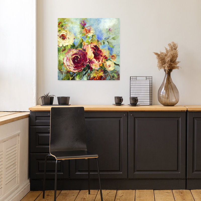 Art floral rétro, délicat et romantique, H 18 po x l 18 po