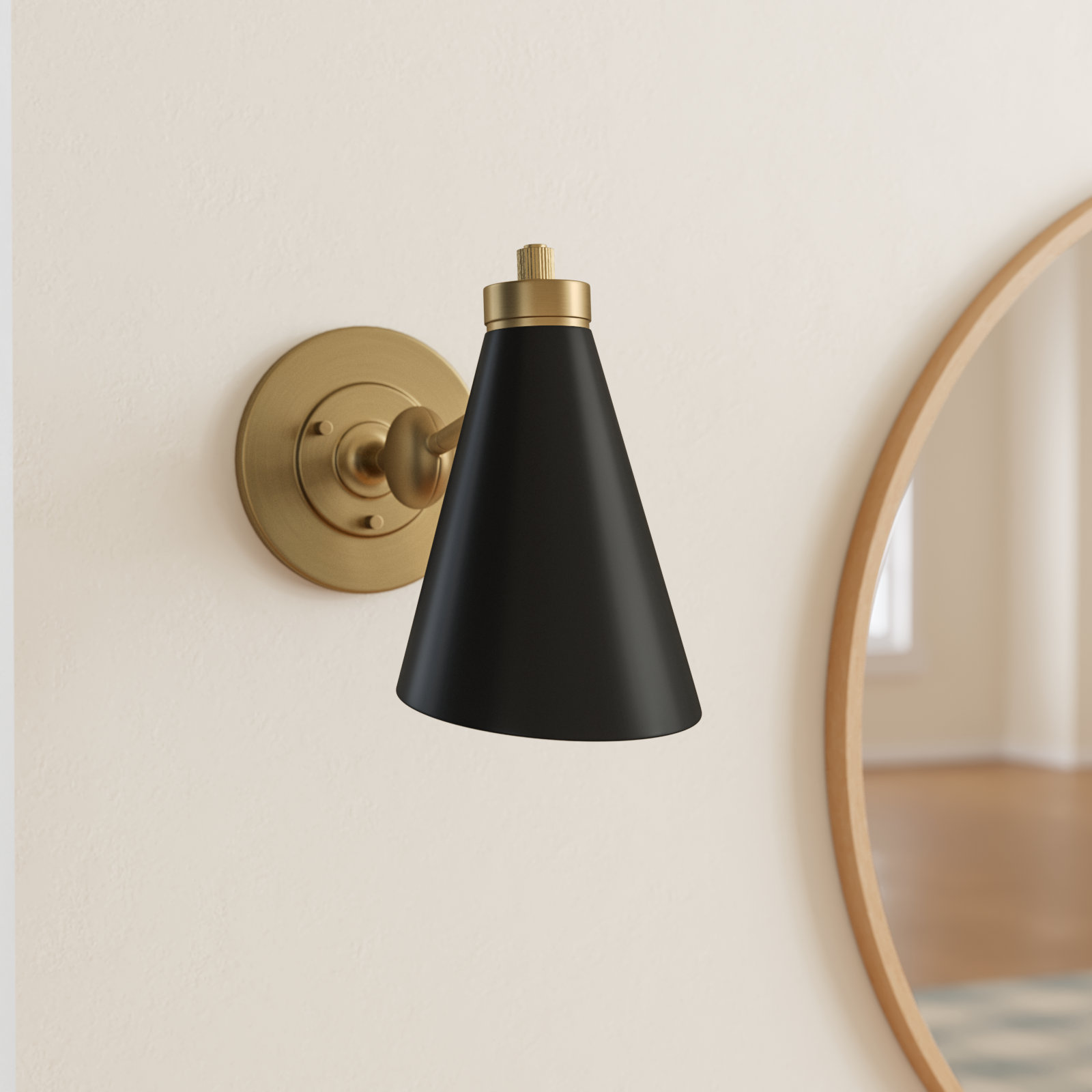 Reece Single Light Dimmable Swing Arm Sconce, Gold, Black