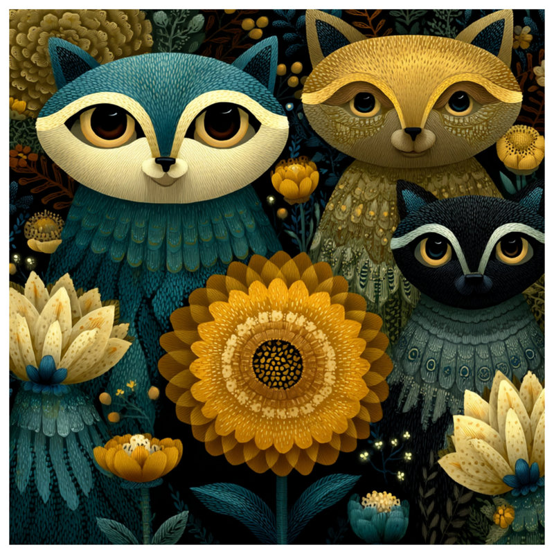 Coussins décoratifs Whimsical Raccoon Illustration, 26 po x 26 po