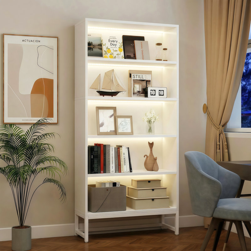 Durable Modern Tall Bookcase, Mdf Freestanding Display For Home