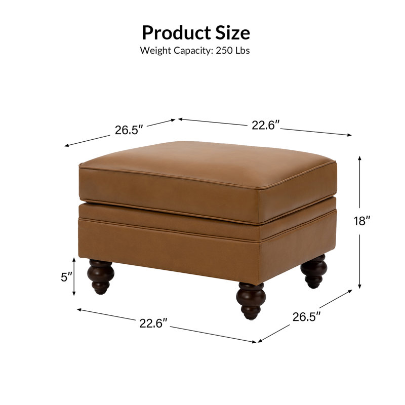 Blanchett Genuine Leather Ottoman, Camel