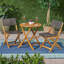 ENSEMBLE HILLSIDE BISTRO avec 2 chaises tissées et 1 table à lattes, bois d'acacia durable, conception pliable pour un rangement facile