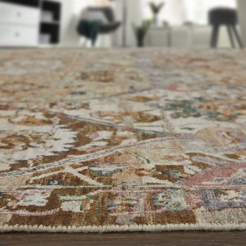 Tapis marocain transitionnel Tijon, Rose, Rectangle 11 pi 6 po x 17 pi 6 po