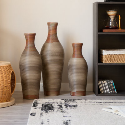 Hand-Woven PVC Rattan Vases Set of 3