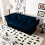Grand lit convertible de 74,8 po, velours bleu, fonction 3 en 1, 2 coussins, soutien, taille compacte, matériau en velours, respirant, confortable pour le sommeil