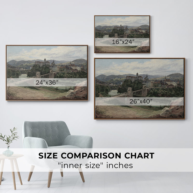 Paysage rétro - CDL, H 27 po x l 41 po x P 2 po, Walnut Floater Framed Canvas
