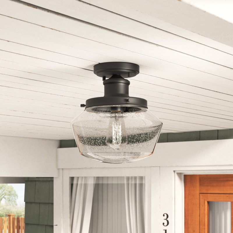 Enmore Matte Black 10'' W 1 - Bulb Outdoor Semi Flush Mount