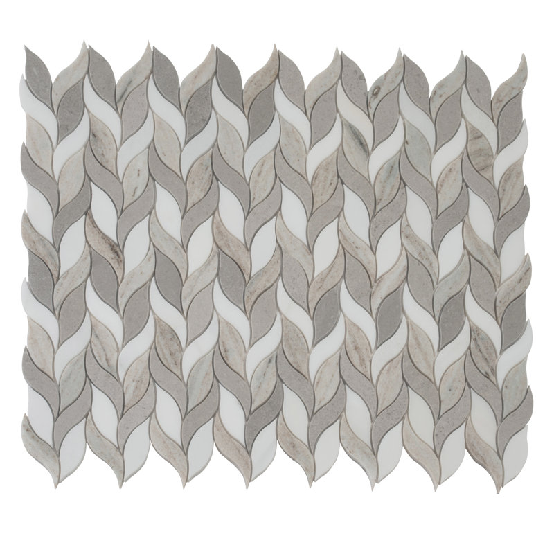 Mirage 10x12 Warm Beige White Marble Mosaic Leaf Wall and Floor Tile (4.07 sq ft/case) - 5 Pack
