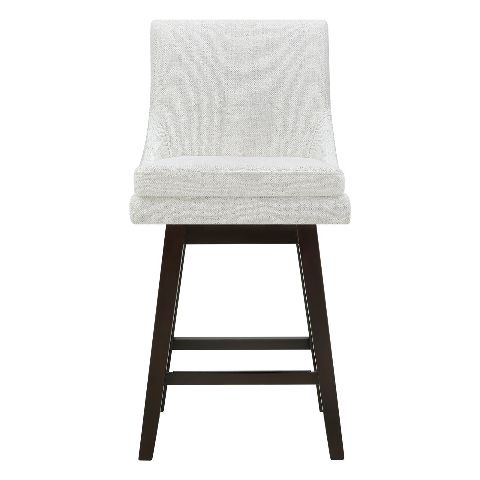 Zahara Swivel Bar and Counter Stool, White Polyester/Brown, Counter Stool (26” Seat Height)
