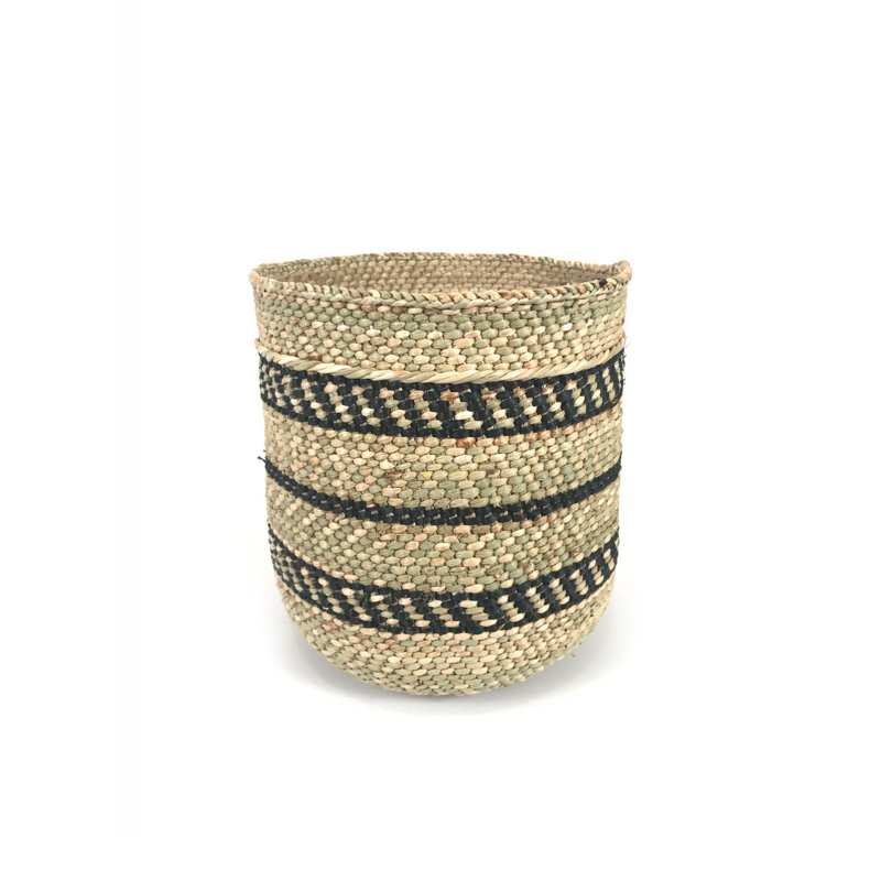 Panier tissé Iringa à rayures noires, H 10 po x l 10 po x P 10 po