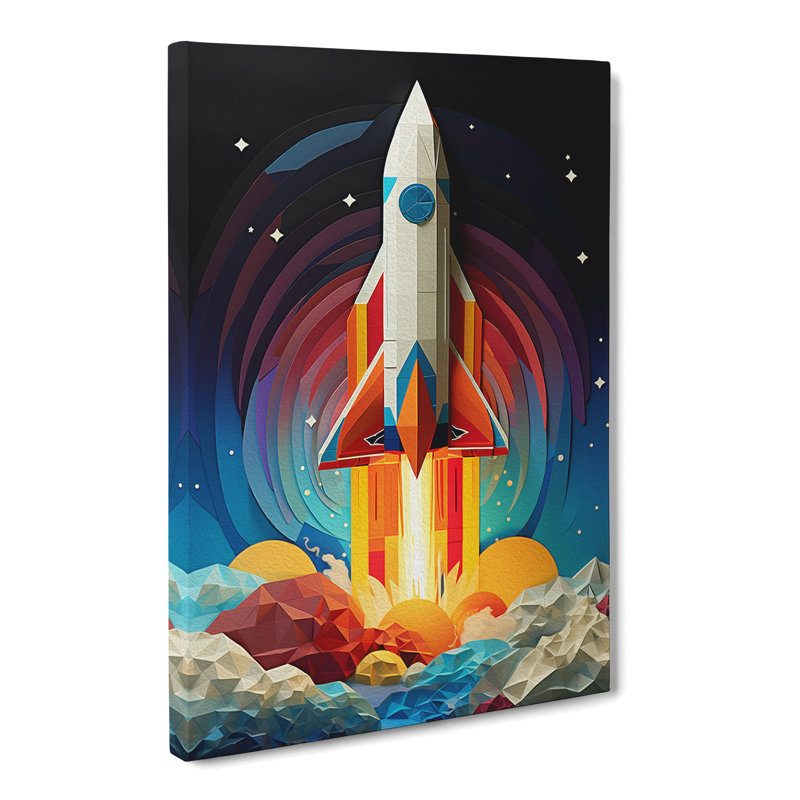 Rocket Geometric No.2 - Wrapped Canvas, 50cm H x 35cm W x 3cm D