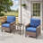 Ensemble de 3 chaises de patio en osier PE, ensemble de conversation en rotin toutes saisons pour terrasse de porche, ensemble de chaise bistro avec coussin et table d'appoint-797207344