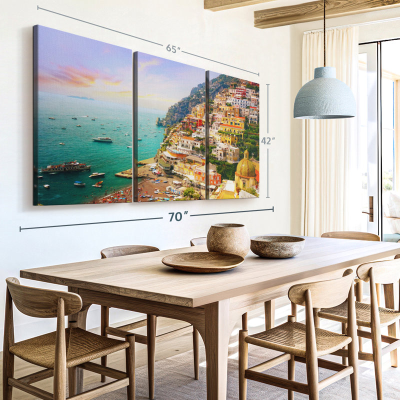 «Bustling Village Of Positano» sur, H 42 po x l 65 po