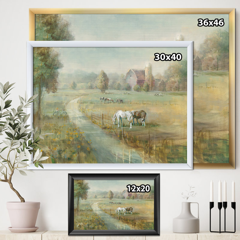 « tranquil country field »-image image sur toile, Cadre argenté, H 20 po x l 20 po x P 1 po