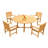 Masuda 5 - Person Teak Wood Patio Dining Set with Round Table-1955440051-1955440055