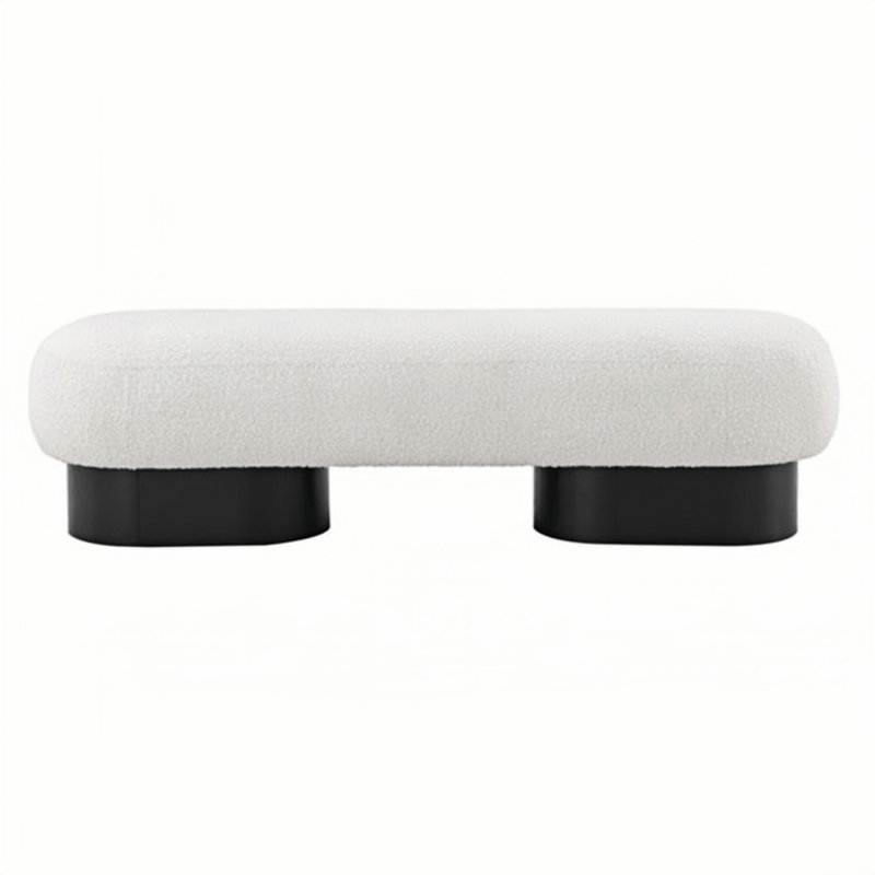 Banc rembourré en mélange de polyester Dannion, H 15,74 po x l 70,86 po x P 19,68 po, Blanc