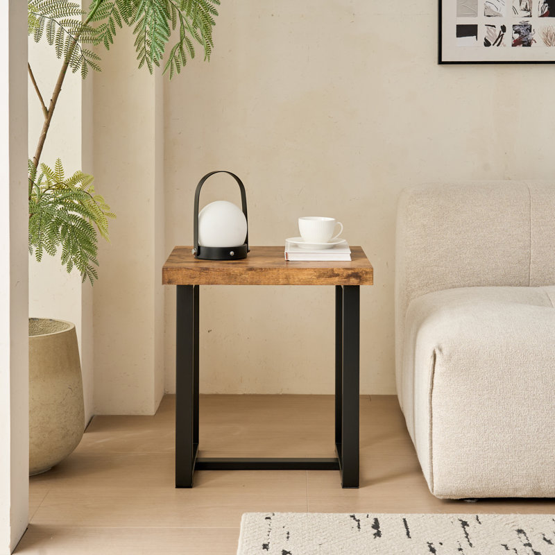 Table basse Farmhouse, petite table basse rustique, table moderne en bois et métal