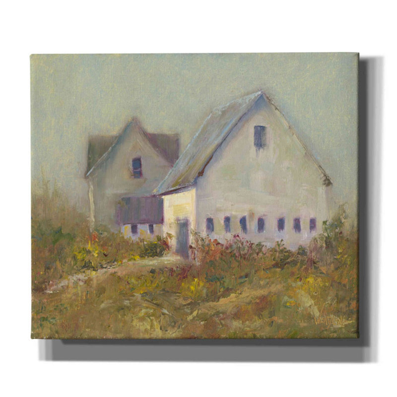 «White Barn I» par Marilyn Wendling, art mural sur toile, H 26 po x l 30 po x P 1,5 po