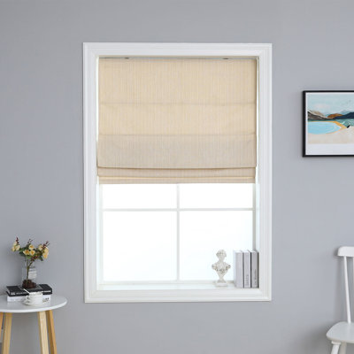 Cordless Woven Fabric Room Darkening Roman Shades