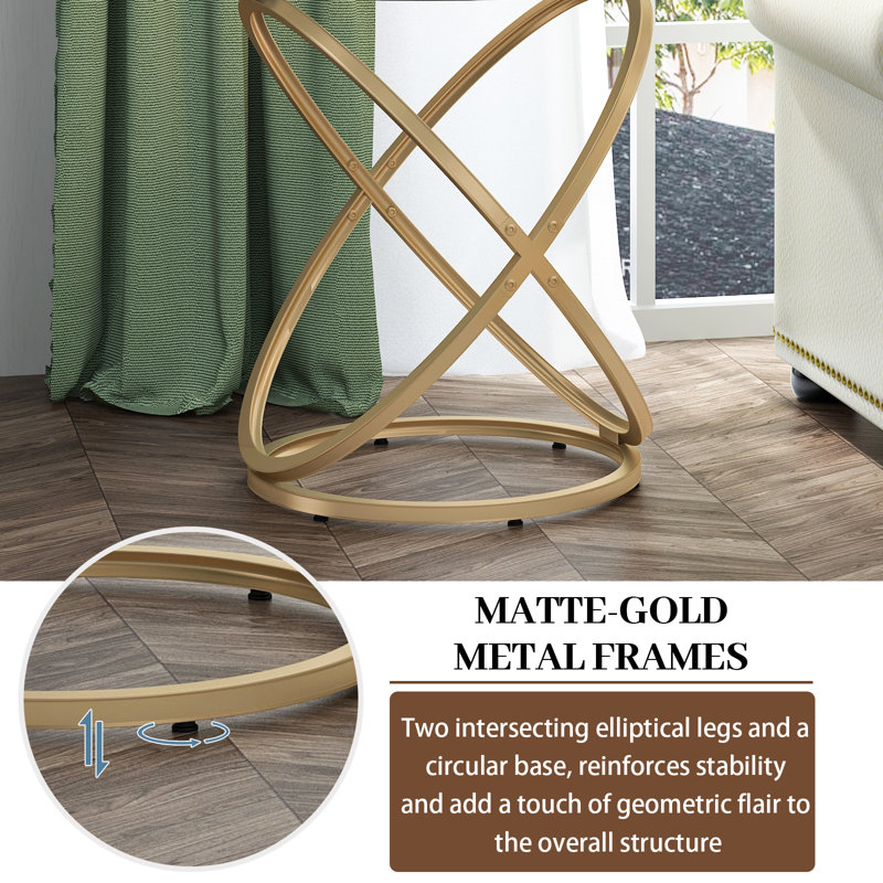 Rochdale Side Table, Clear/Gold