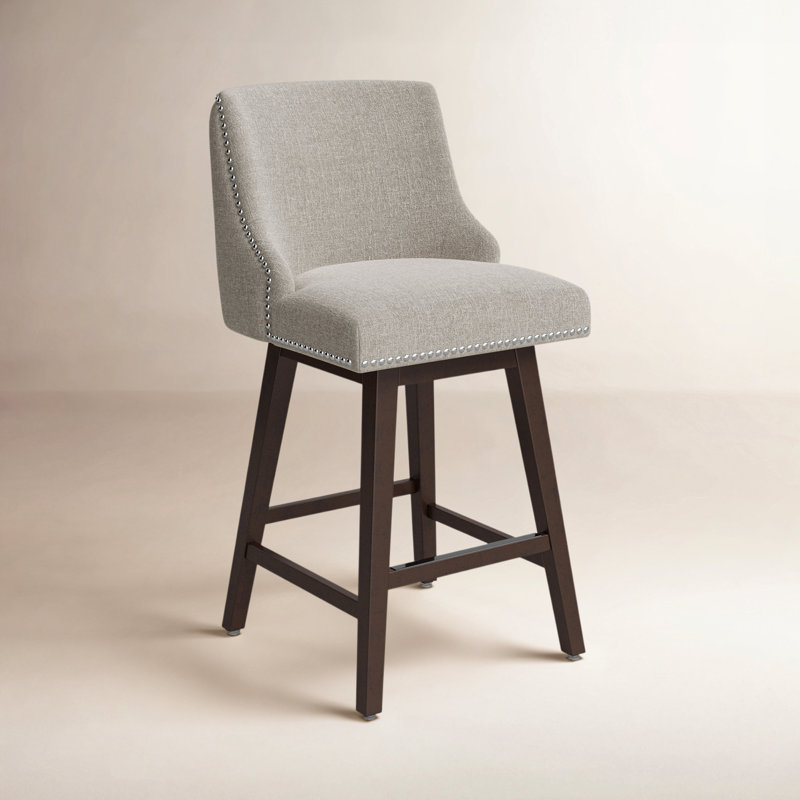 Tabouret de comptoir pivotant rembourré Orbay, Nathan Ginger Tweed