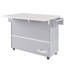 Îlot de cuisine avec armoire de rangement pour poubelle, chariot de cuisine avec abattant, support à épices, porte-serviettes et tiroir, îlot de cuisine sur roulettes avec tablette réglable, gris-1165289777