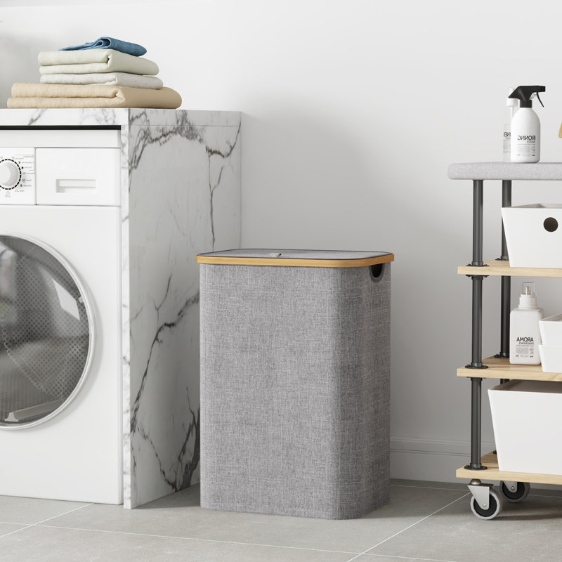Laundry Hamper And Waste Basket Set, Light Grey