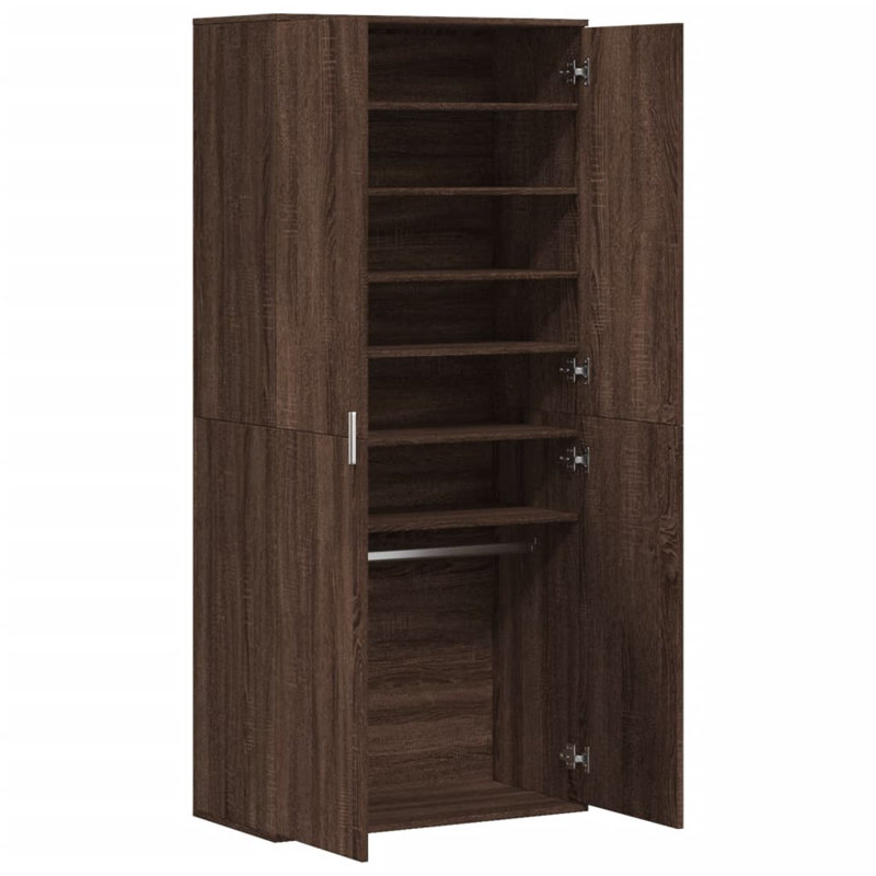 12 Pair Shoe Storage Cabinet, Brown Oak