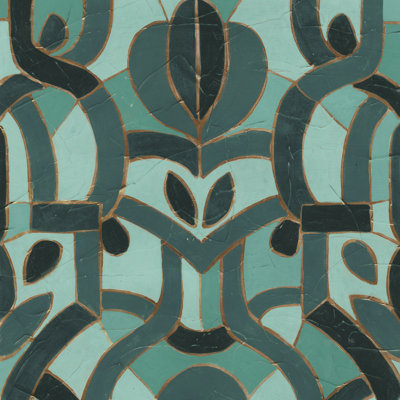 «Turquoise Mosaic I» par June Erica Vess - peinture sur toile tendue