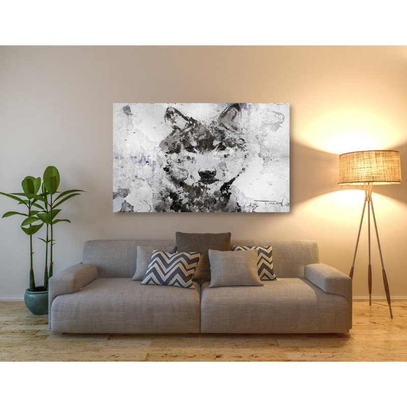 «Rustic Wolf Portrait 3» par Irena Orlov, art mural sur toile, H 40 po x l 54 po x P 1,5 po