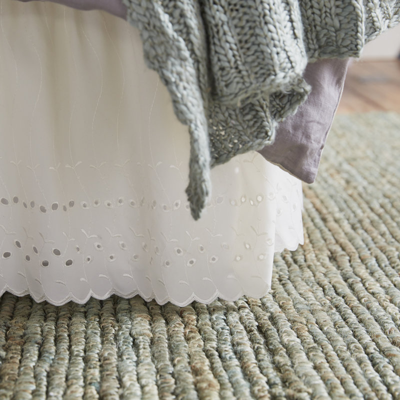 Ivory Eyelet Ruffled Cotton Polyester Full Bed Skirt