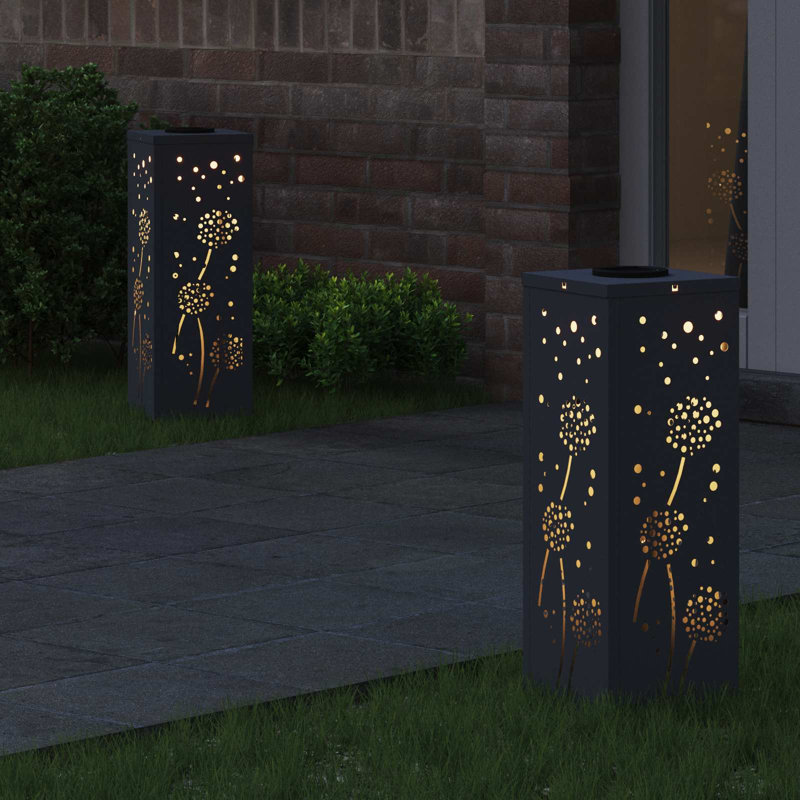 Solar Powered Steel Pathway Light, 50cm H x 18cm W x 18cm D, Anthracite