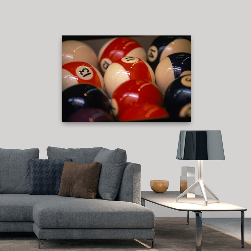 Gros plan d'un groupe de boules de billard, art mural rétro de Paris, France, H 32 po x l 48 po