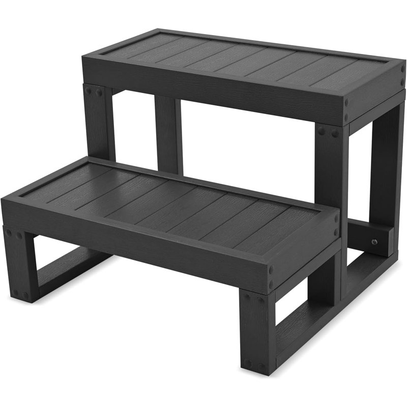 24in Universal 2 Slip Resistant Spa & Hot Tub Steps, Above Ground Pool Steps for Indoor/Outdoor Use, Black