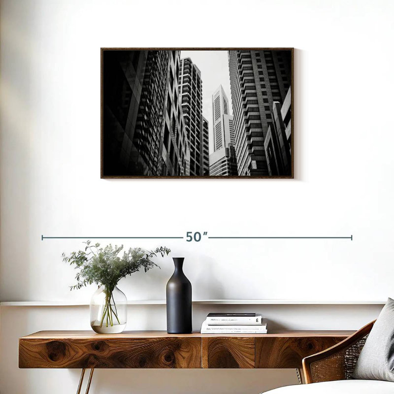 Skyscraper Buildings, Floating Frame Walnut, 31" X 21"