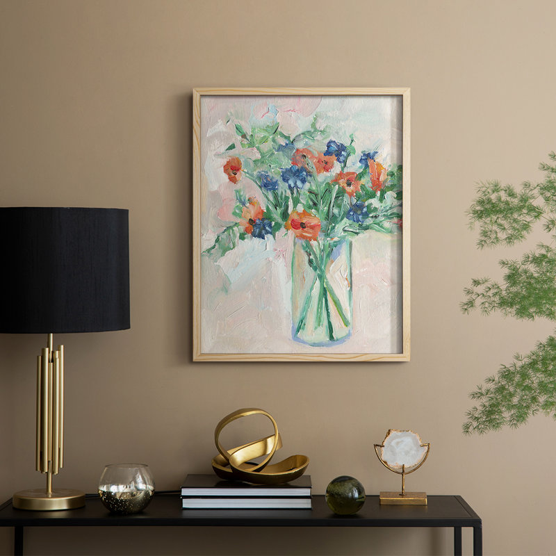 Painterly Soft Bouquet II, reproduction encadrée - bois massif, H 11 po x l 9 po
