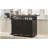 46.5-inch farmhouse style kitchen island with bead curtain, power outlets, foldable wheel rolling kitchen cart, 3 doors, 3 drawers, internal iron frame, suitable for kitchen, dining room, black-1911415308
