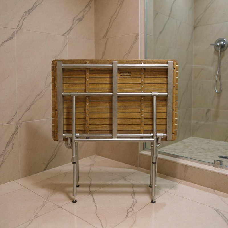 Banc de douche 18 po x 42 po rectangulaire en teck brun