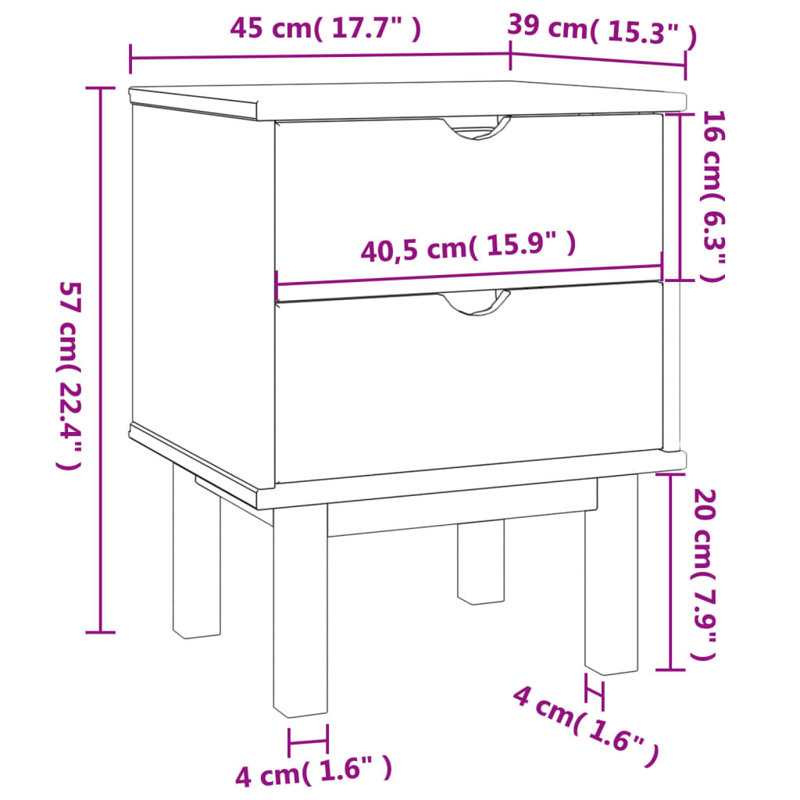 15.4'' W Solid Wood Nightstand, Natural/White