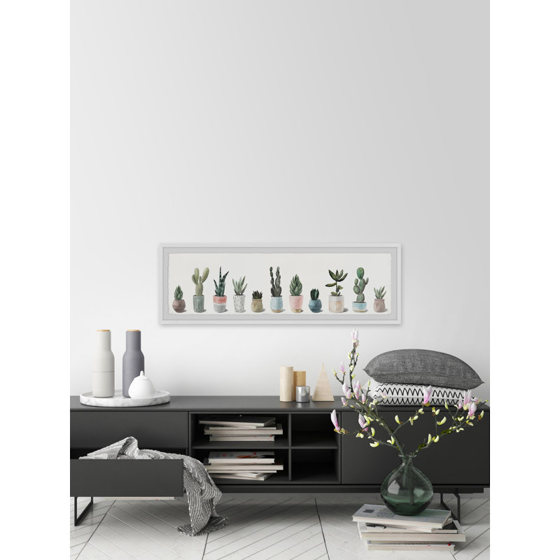 Row Of Succulent Plants by Marmont Hill - Single Picture Frame Panoramic Painting, 38cm H x 114cm W