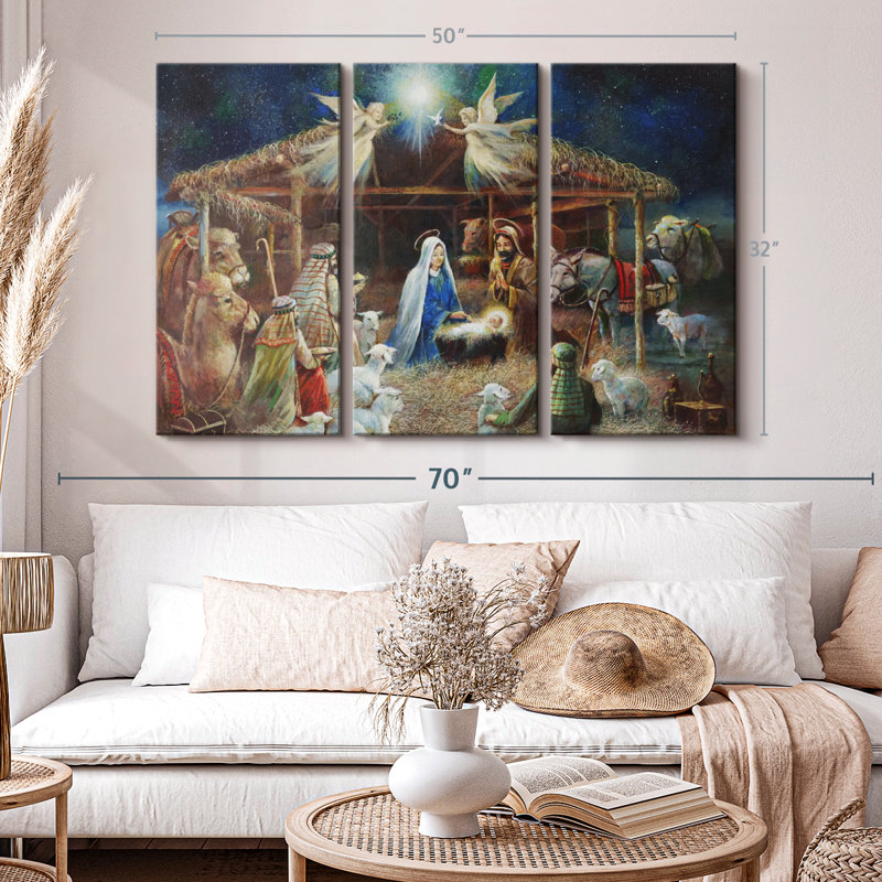 "La Nativité II" sur toile, H 32 po x l 50 po x P 1,25 po