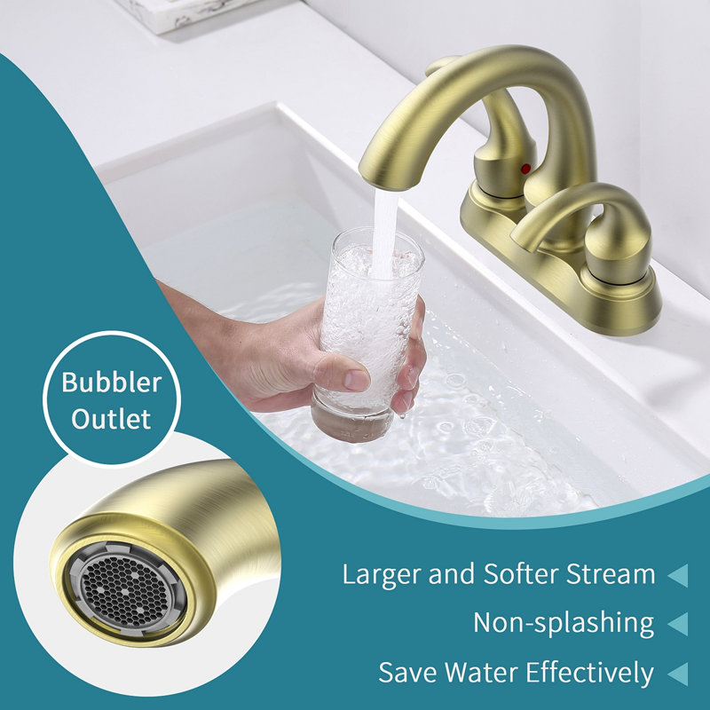 Bathroom Faucet 2-Handle With Aerator, Swan Style 4-Inch Centerset Vanity Sink With Pop-Up Drain And Supply Hoses