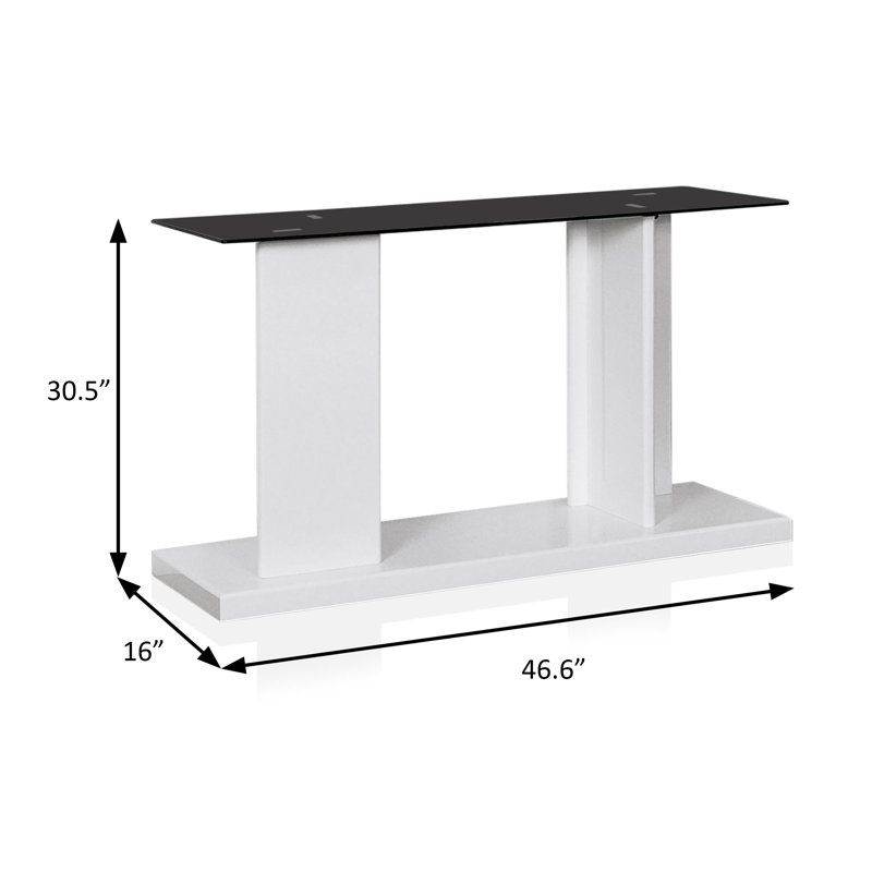 Table de canapé contemporaine 47,6 ", noir / blanc, Blanc