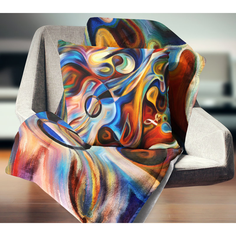 Abstract Throw Pillow, Red/Blue, 18" x 18", Throw Pillow