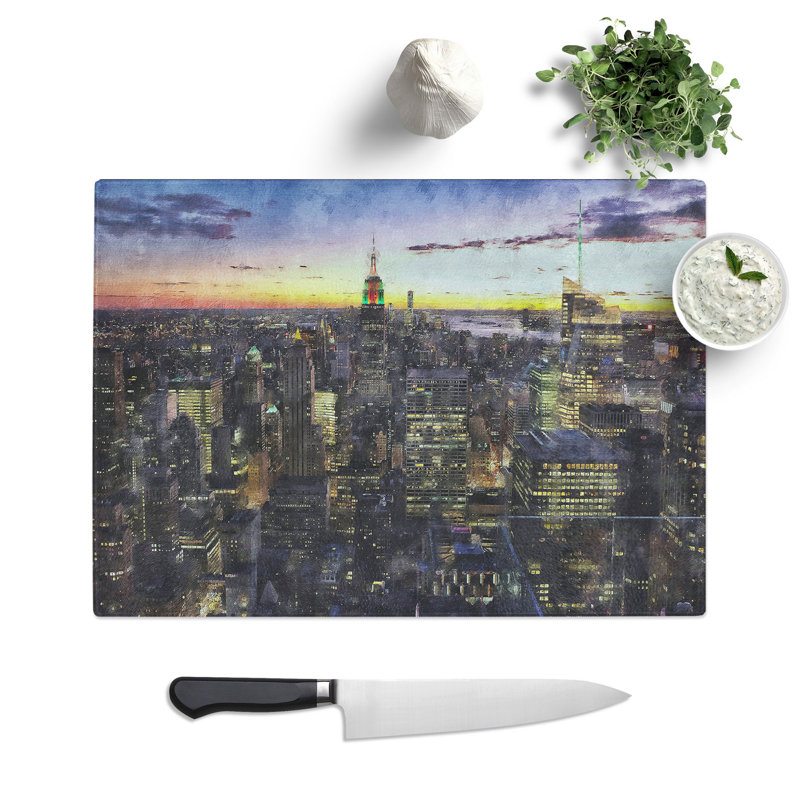 New York Skyline Vol.1 Painting Chopping Board, 0.4cm H x 20cm W x 28.5cm L