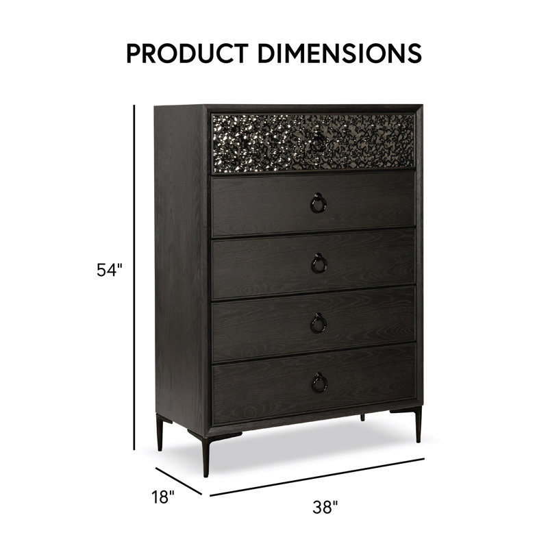 Ensemble de chambre à coucher 6 pièces Preste, Gris, King, 6Pcs: Bed, Nightstand, 2 Dressers, Mirror, Slat