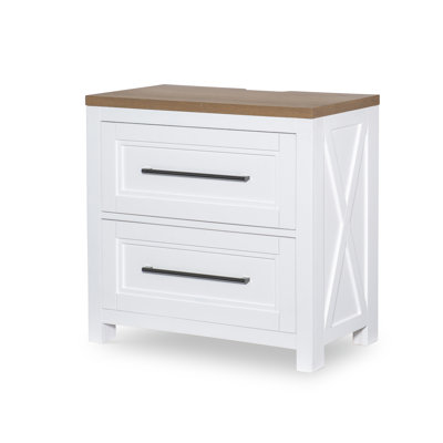 Leyva 2 - Drawer Solid Wood Nightstand in White/Brown by Laurel Foundry Modern Farmhouse