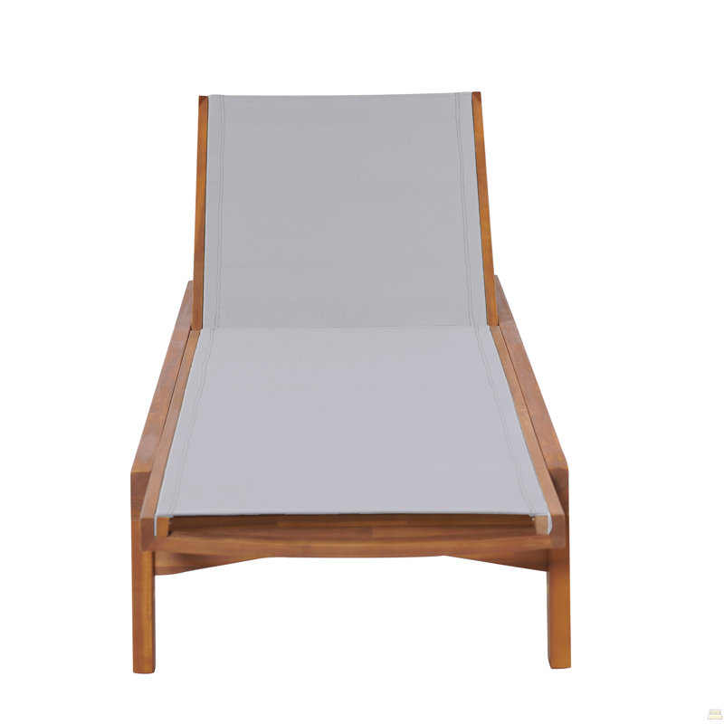 Outdoor Chaise Lounge, Light Gray, Teak